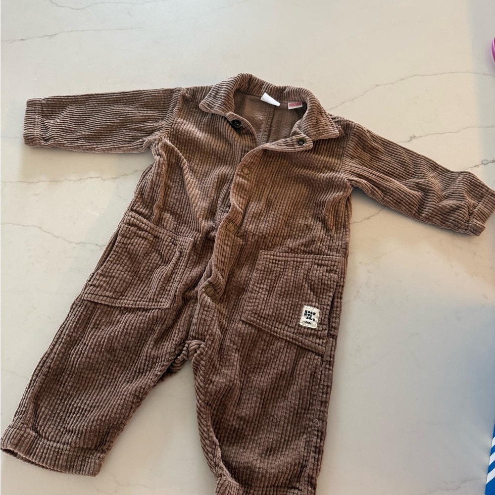 Zara Tan Corduroy Baby Jumpsuit